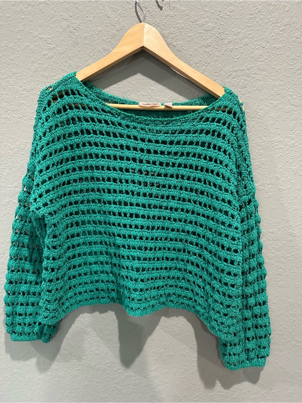 Willow & Root crochet top emerald green Sz M GUC